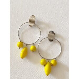 3.1 Phillip Lim Chandelier Earring Yellow Silver Plate Glass Bead Statement $250